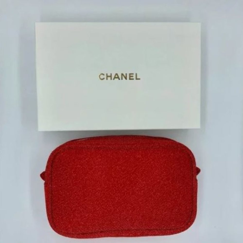 Brand New Chanel Red Cosmetic Bag with Box - Picture 6 of 7